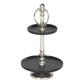 Etagere schwarz/silber, 2 Stufen