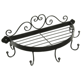 Wandregal halbrund mit Haken in Schwarz
