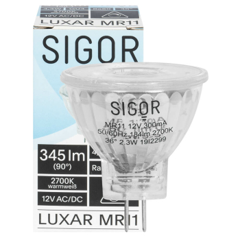 Glas-Reflektorlampe, MR11, LUXAR, GU4, 2700K, 4,4W (35W),...