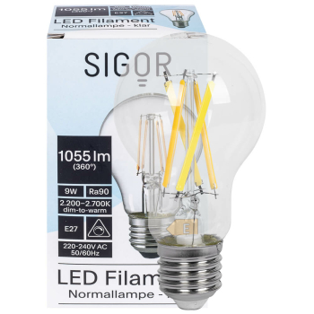 LED-Filament-Lampe AGL-Form, klar, E27, 2700K bis 2200K,...