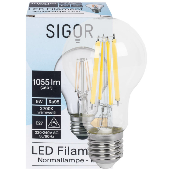 LED-Lampe Full Spectrum, AGL-Form, klar, E27, 2700K, 9W...