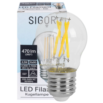 LED-Filament-Lampe Tropfen-Form, E27/4,5W (40W), 470 lm,...