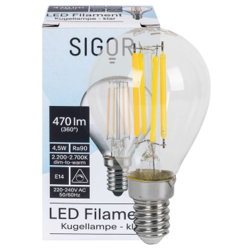 LED-Filament-Lampe Tropfen-Form, klar, E14/4,5W (40W),...