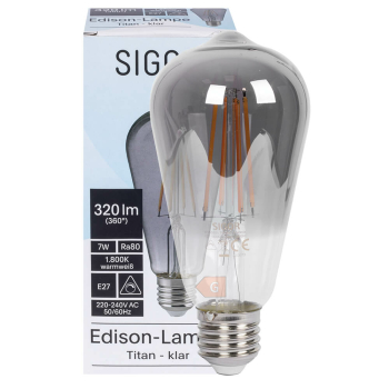 LED-Filament-Lampe Edison-Form, rauch, E27/7W (30W), 320...