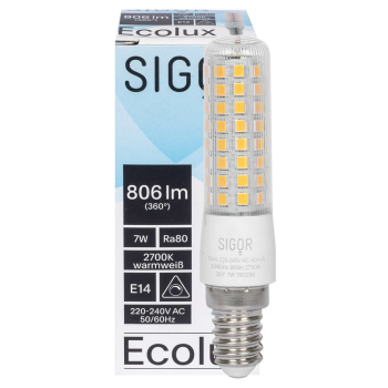 LED-Lampe ECOLUX, Röhren-Form, klar, E14/7W (60W),...