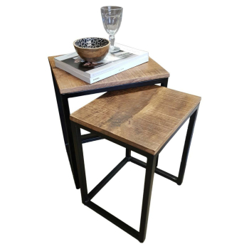 Beistelltisch DALLAS Holz Satztisch Set 2 Stück...