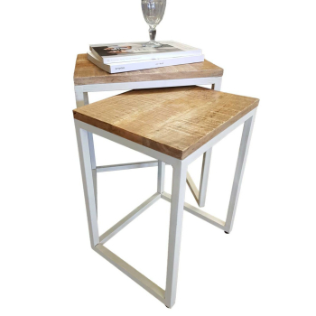 Beistelltisch DALLAS Holz Satztisch Set 2 Stück...