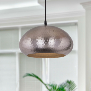 Hängeleuchte Pendelleuchte Hängelampe Metall Esstisch-Deckenlampe Halbkugel Vintage, silber