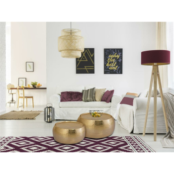 Couchtisch-Set DAKAR, 2er Set rund ø 59/48 x H 30/28 cm Aluminium gehämmert, gold