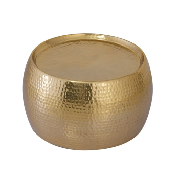 Couchtisch-Set DAKAR, 2er Set rund ø 59/48 x H 30/28 cm Aluminium gehämmert, gold