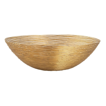 Obstschale ø 40 cm H 11 cm Brotkorb Obstkorb Metall rund Vita Metall Drahtstruktur, gold