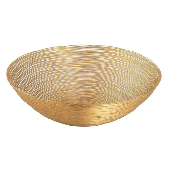 Obstschale ø 40 cm H 11 cm Brotkorb Obstkorb Metall rund Vita Metall Drahtstruktur, gold