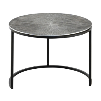 Couchtisch Set CARLTON 2-teilig ø 55 u. 45 cm Beistelltisch silber Metall Tische rund