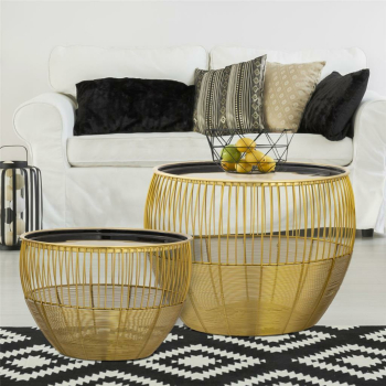 Beistelltisch GLAMIRA 2er Set Satztisch rund ø 49/41 H 37/29 cm Dekotische Sofatisch Couchtisch