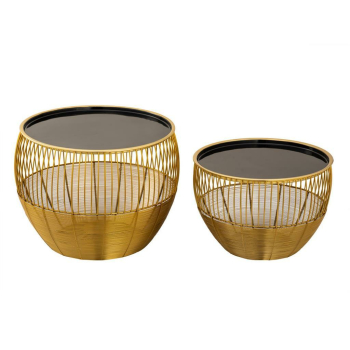 Beistelltisch GLAMIRA 2er Set Satztisch rund ø 49/41 H 37/29 cm Dekotische Sofatisch Couchtisch