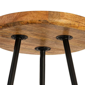 Beistelltisch VANCOUVER Holz rund Couchtisch Metall-Füße schwarz matt