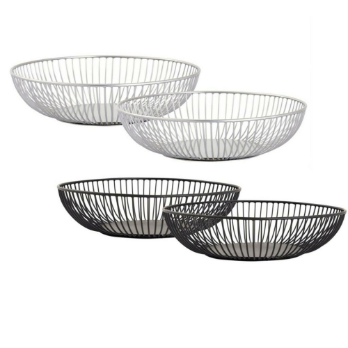 Brotkorb Set 2 Stück Obstschale rund ø 28x7,5 cm Brotkorb Rom Metall Obstkorb