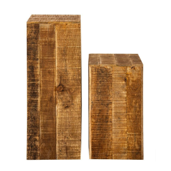 Blumensäule Hocker Pflanzenständer Beistelltisch 27 x 27 cm quadratisch Hocker Mangoholz massiv