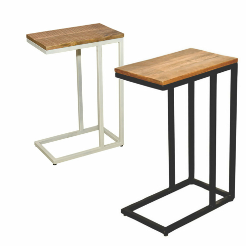 Beistelltisch LIVERPOOL Holz 25x61x40 cm Sofatisch Laptoptisch C-Tisch Metall Gestell