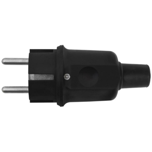 Vollgummi Schutzkontakt-Stecker, schwarz
