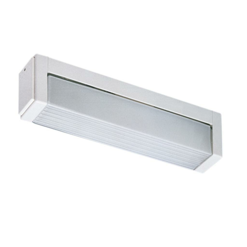 Spiegelleuchte 2 x E14, mit Schalter, Kunststoff weiß, Glas opal