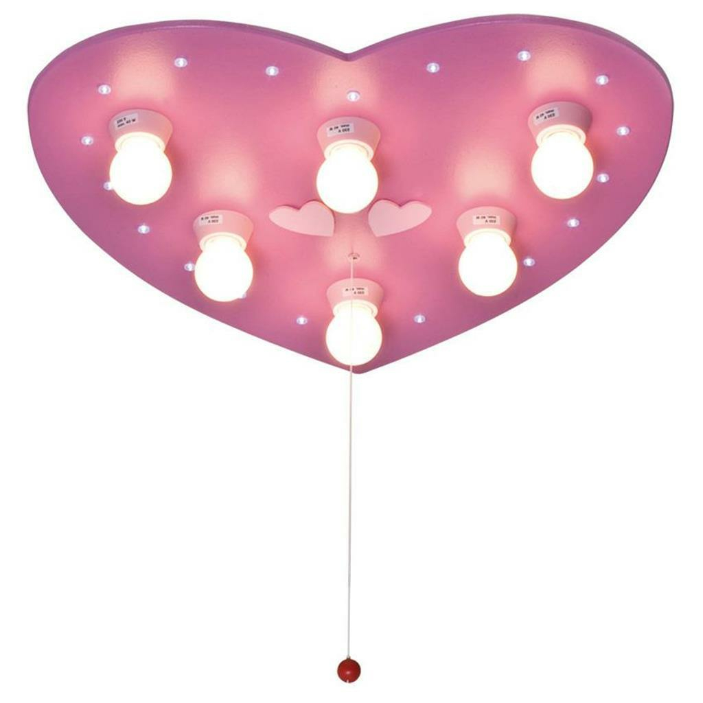 Deckenleuchte 6 X E14 Und Led Motiv Herz Holz Rosa Lampen Leucht 96 05