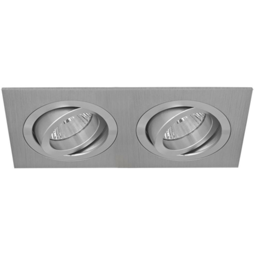 Rutec 2-fach Einbaustrahler, 2 x GU5,3/12V, einzeln schwenkbar, Alu matt gebürstet