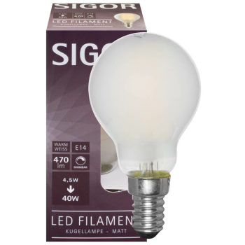 Filament Fadenlampe Tropfen-Form matt, LED E14/4,5W/470...
