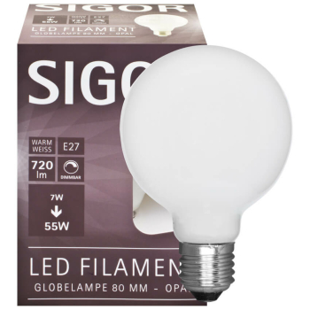 Sigor Filament-Lampe opal LED E27/230 V/7W, 806lm, 2700K,...