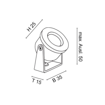 LED Anbaustrahler, 1 x LED/2900K, Aluminium gebürstet