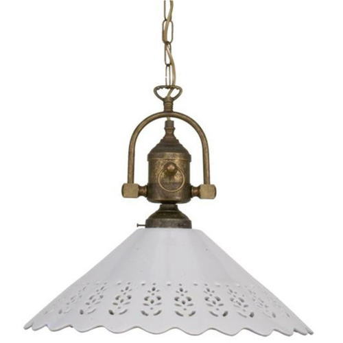 Pendelleuchte 1 x E27, altmessing, Keramikschirm