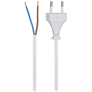 Euro-Anschlußzuleitung, H03 VVH2-F, 2 x 0,75², 2 m, weiß