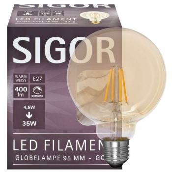 Filament Fadenlampe Globe-Form gold, LED E27/4,5W/420 lm,...