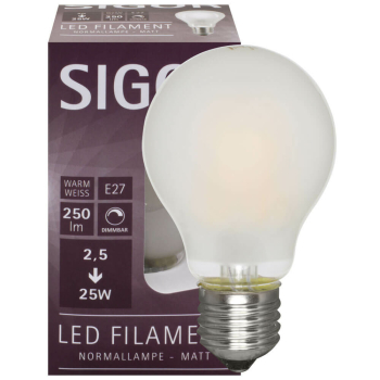 Filament Fadenlampe AGL-Form matt, LED E27/2,5W/250 lm,...