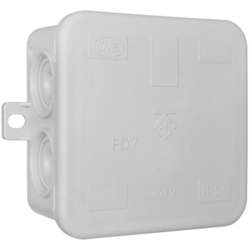 AP/Feuchtraum Kabeldose mit 7 Einführungen, 77 x 75 mm, Elektro-Terminal FD7
