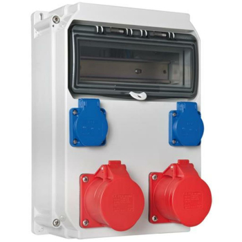 PCE Wand-Steckdosenverteiler, 2 x Schutzkontakt, 2 x CEE,