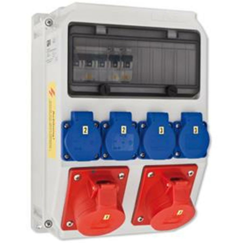 PCE Wand-Steckdosenverteiler 4 x Schutzkontakt, 2 x CEE,