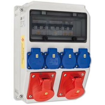 PCE Wand-Steckdosenverteiler 4 x Schutzkontakt, 2 x CEE,