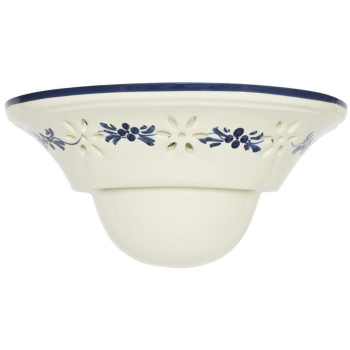 Wandleuchte, Keramik weiß mit blauem Blumenmuster,...