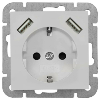 Kombisteckdose mit 2 x USB/2100mAh, reinweiß, KLEIN K55®