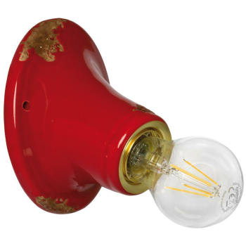 Vintage Wandleuchte aus Keramik rot, 1 x E27, Ferroluce