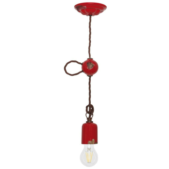 Vintage Pendelleuchte rot, 1 x E27, Ferroluce