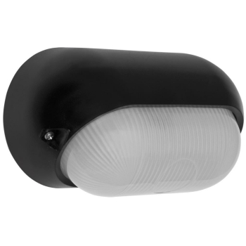 Außenwandleuchte oval schwarz mit Strukturglas, 1 x...