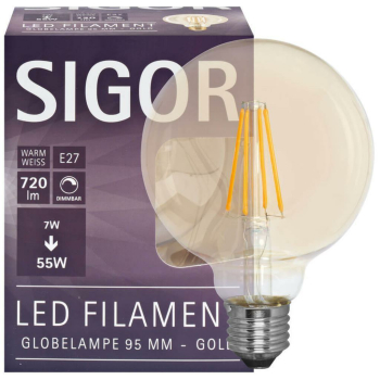 Filament Fadenlampe Globe-Form gold, LED E27/7W/720 lm,...