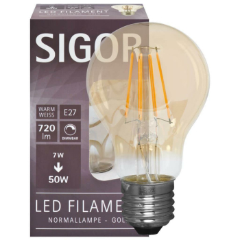 Sigor Filament-Lampe gold LED E27/230 V/7W, 720lm, 2500K
