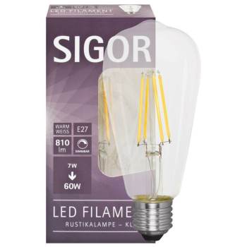 Filament Fadenlampe Edison-Form klar, LED E27/7W/806 lm,...